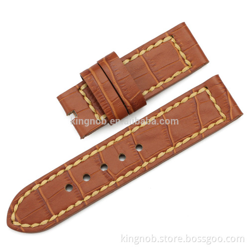 24mm Genuine Alligator Grain Leather watchbands wholesale leather for panerai wrist watch band